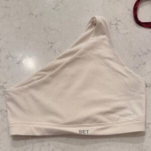 Set active small luxform Cream One-Shoulder sports bra